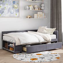 Load image into Gallery viewer, L Shaped Upholstered Platform Bed With Storage And Drawers
