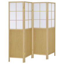 Load image into Gallery viewer, Gabby - 4 Panel Divider Folding Shoji Screen With Windowpane Details - Natural

