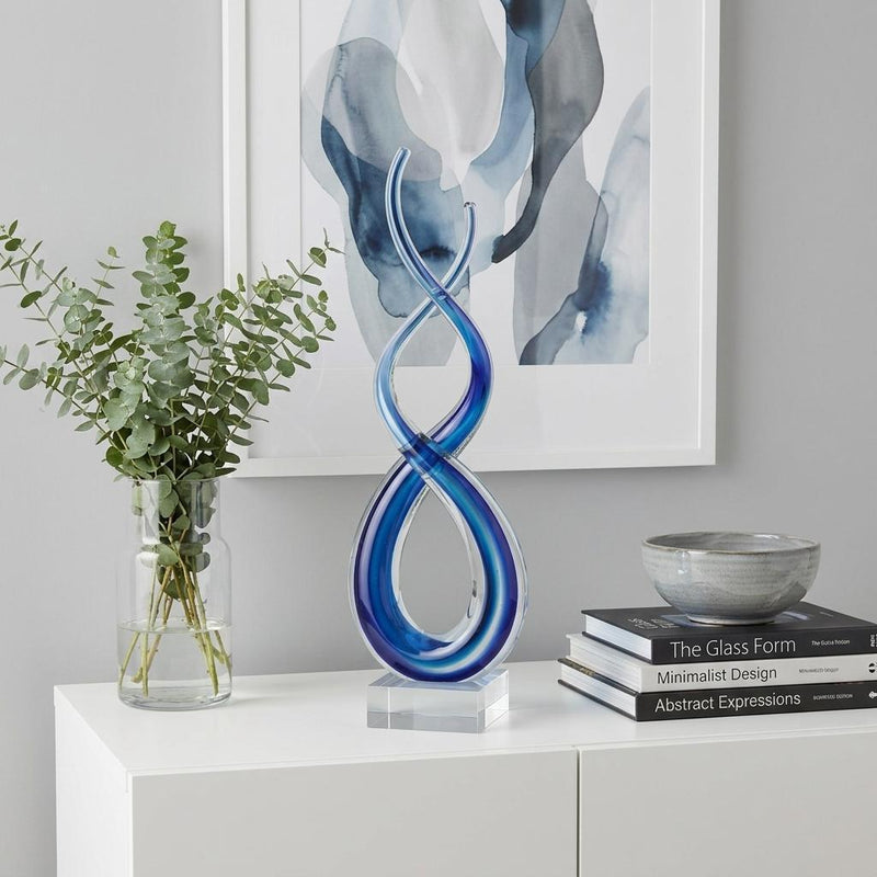 Murano Modern Abstract Tabletop Sculpture (376069) - Clear / Blue