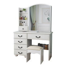 Load image into Gallery viewer, Fashion Vanity Desk With Mirror And Adjustable Lighting, 6 Drawers, 3 Color Light Modes - White
