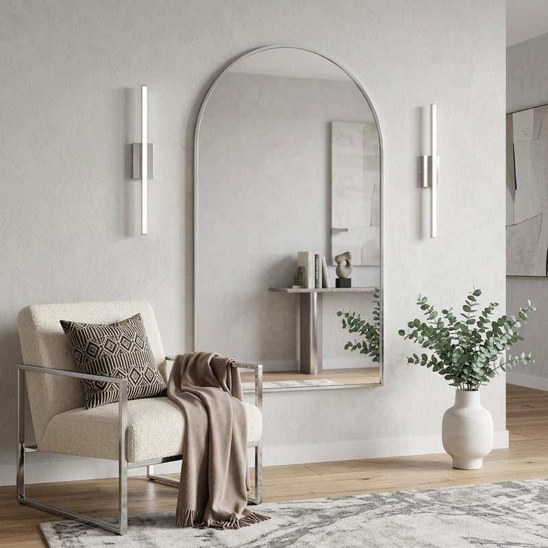 Aluminum Arch Framed Bathroom Vanity Mirror (756073) - Silver