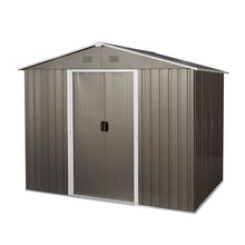 Load image into Gallery viewer, 8Ft x 6Ft Outdoor Metal Storage Shed With Floor Base (SKU: W540S00012) - Gray
