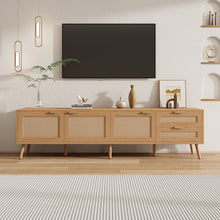 Load image into Gallery viewer, TV Stand, Media Console, 2 Drawers &amp; Cable Management - Natural Wood

