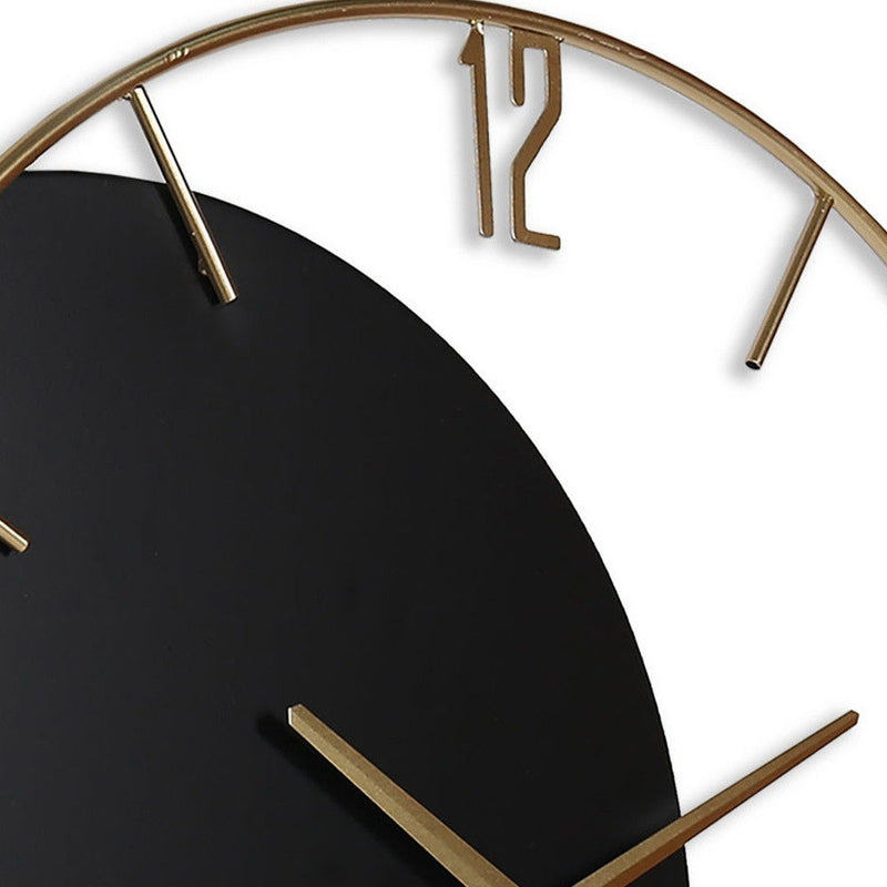 Silent Analog Round Wall Clock - Black