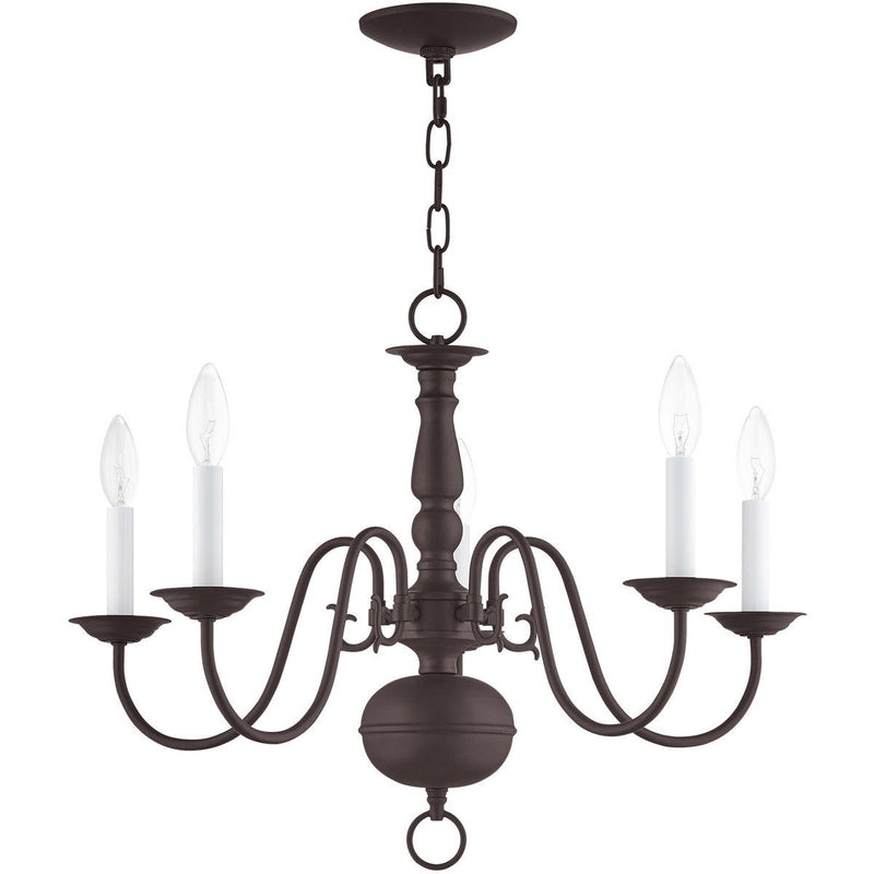 18'' Five Light Dimmable Chandelier With Shades - Bronze