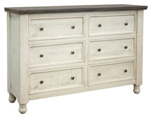 Load image into Gallery viewer, Solid Wood Six Drawer Double Dresser - Gray / Ivory
