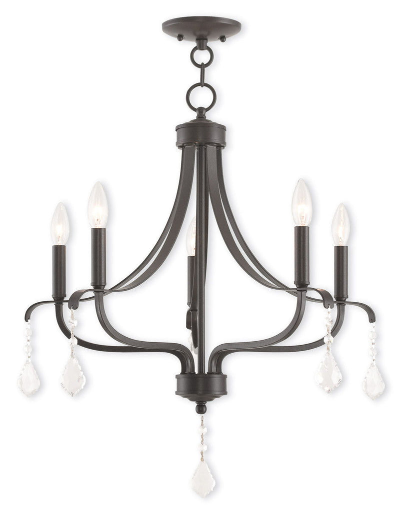 27'' Five Light Dimmable Chandelier With Shades - Bronze