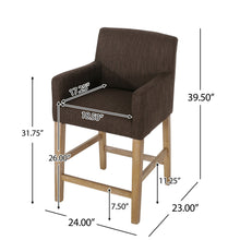 Load image into Gallery viewer, Charmed Upholstered Counter Stool With H Frame Base And Round Arms
