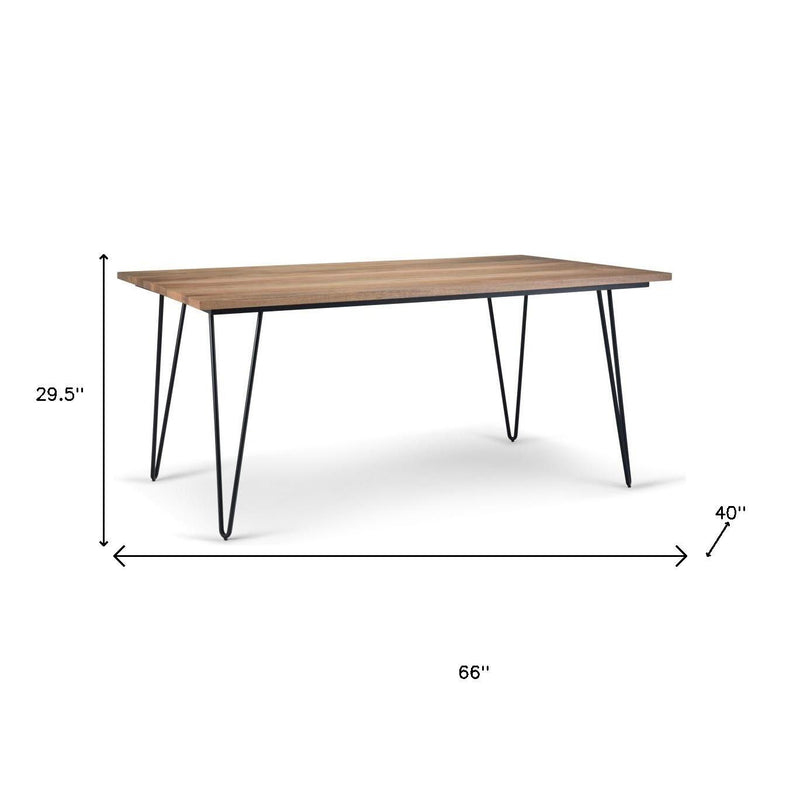 66" Solid Wood Iron Dining Table - Natural / Black