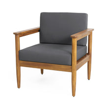 Load image into Gallery viewer, Outdoor Club Chair, Patio Chair With Teak Acacia Wood Frame - Dark Gray
