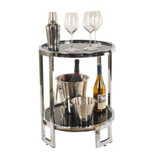Load image into Gallery viewer, Glass Round Mirrored End Table With Shelf - Silver
