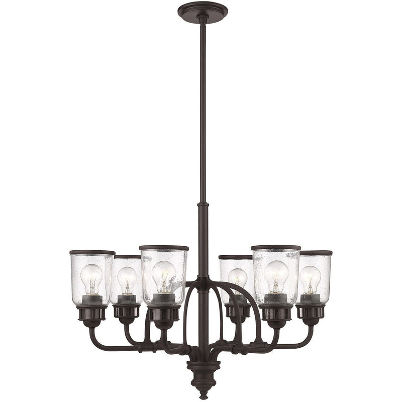27'' Six Light Dimmable Chandelier With Shades - Bronze