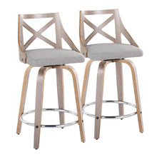 Load image into Gallery viewer, Charlotte - Farmhouse Fixed Height Counter Stool &amp; Swivel With Round Footrest (Set of 2)
