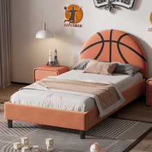 Load image into Gallery viewer, Basketball Design Upholstered Twin Platform Bed Sport Style Bed For Boys &amp; Girls, Teens - Orange
