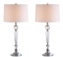 Load image into Gallery viewer, Table Lamps With Drum Shades (Set of 2) - Clear / Silver / White
