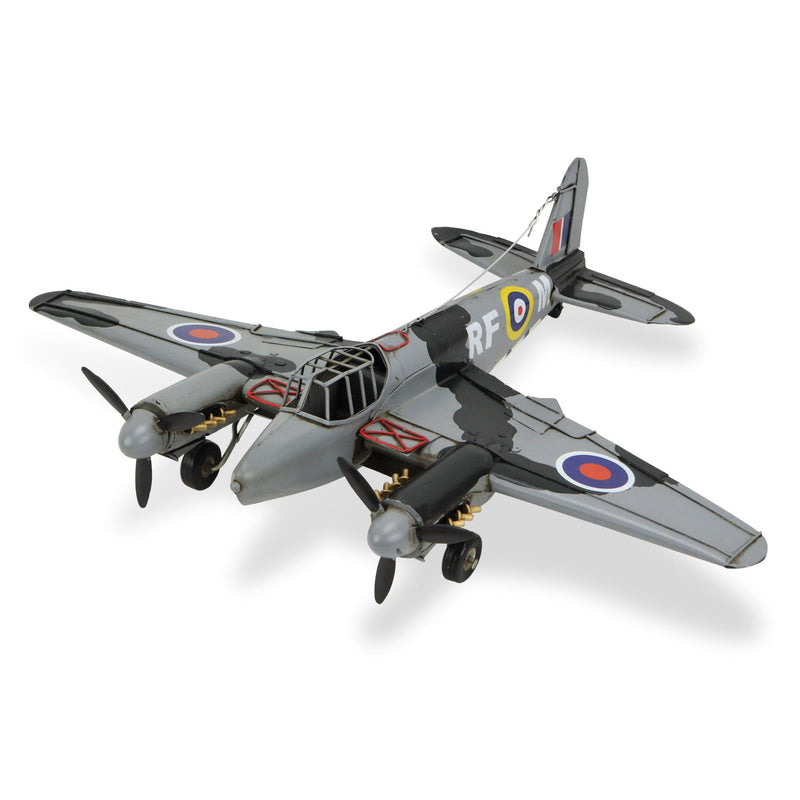 Hand Painted Model Airplane Tabletop Sculpture - Black / Gray