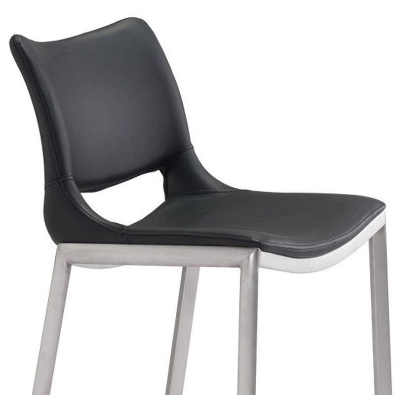 Steel Low Back Bar Height Bucket Shaped Seat Bar Chairs (Set of 2) - Black And Silver