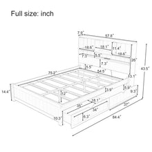 Load image into Gallery viewer, Platform Bed With Bookcase Headboard, Built-In Downlight, Charging Station, And 2 Side Drawers
