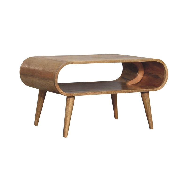 32" Solid Wood Coffee Table With Shelf - Oak