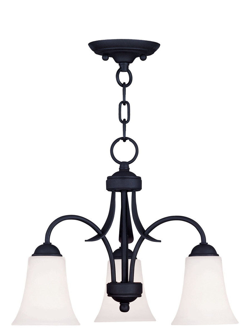 15" Three Light Dimmable Chandelier With Shades - Black