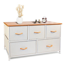 Load image into Gallery viewer, Fabric Chest With Two Shelves And Five Drawers - White And Natural
