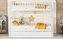 Load image into Gallery viewer, Twin over Twin Bunk Bed with Twin Size Trundle, Convertible Beds, White
