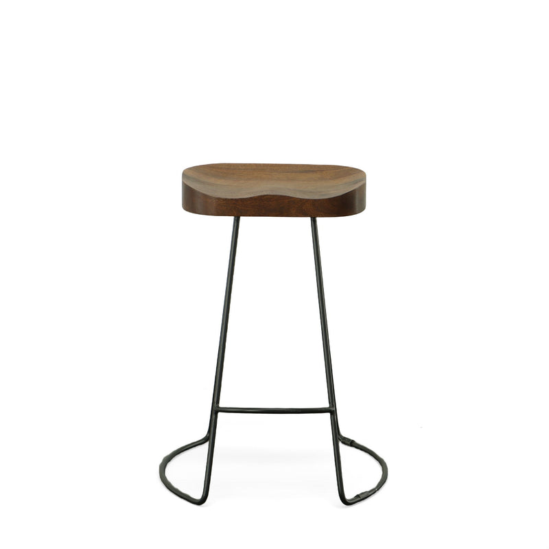 25" Steel Backless Counter Height Bar Chairs (Set of 2) - Chestnut And Black
