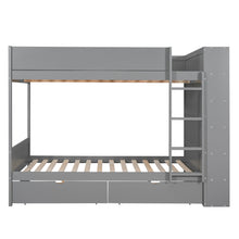 Load image into Gallery viewer, Full over Full Bunk Bed With 2 Drawers and Multi-layer Cabinet, Gray
