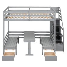 Load image into Gallery viewer, Full over Full Size Bunk with staircase,the Down Bed can be Convertible to Seats and Table Set,Gray
