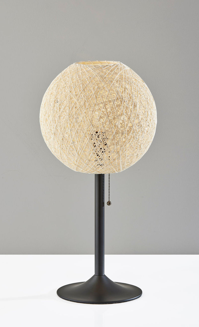 Metal Candlestick Table Lamp With Off-White Globe Shade - Antiqued Bronze