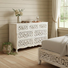 Load image into Gallery viewer, Solid Wood Seven Drawer Dresser - Beige
