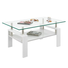 Load image into Gallery viewer, Modern Rectangular Coffee Table With Tempered Transparent Glass Top And Storage Shelf
