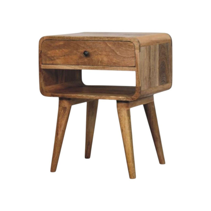 Solid Wood Round One Drawer Nightstand - Oak