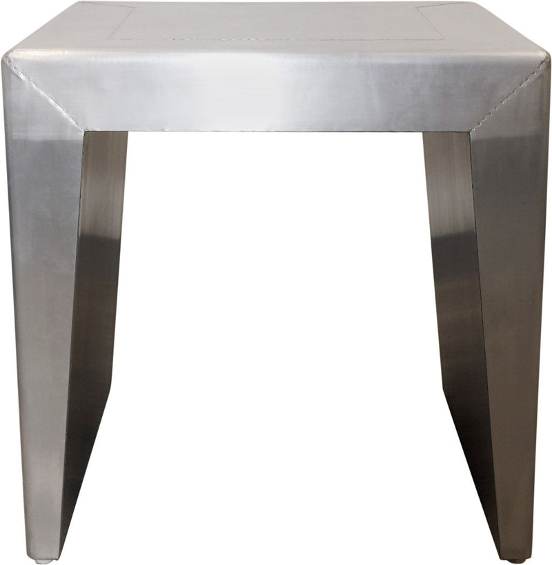 24" Aluminum And Solid Wood Square Sled End Table - Silver