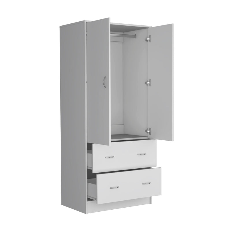 71" Two Door Two Drawer Combo Dresser - White