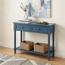 Load image into Gallery viewer, Console Table With Shelf Two Drawers - Navy Blue
