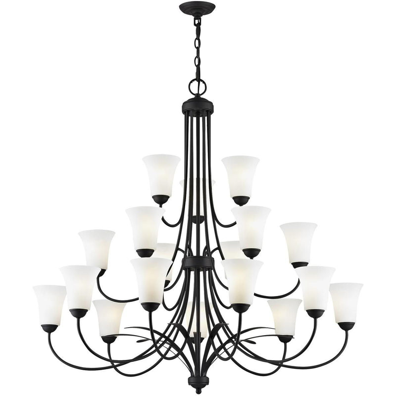 42" Multi Light Dimmable Chandelier With Shades - Black