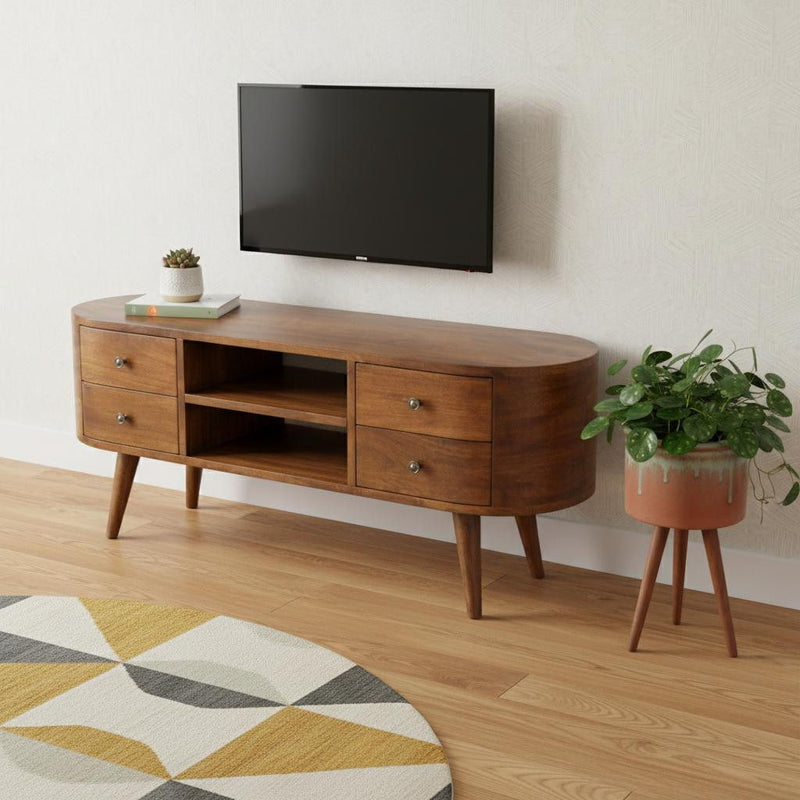 Solid Wood Enclosed Storage Entertainment Center (720010) - Brown