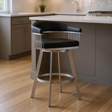 Load image into Gallery viewer, 34" Swivel Backless Counter Height Bar Chair - Black / Silver
