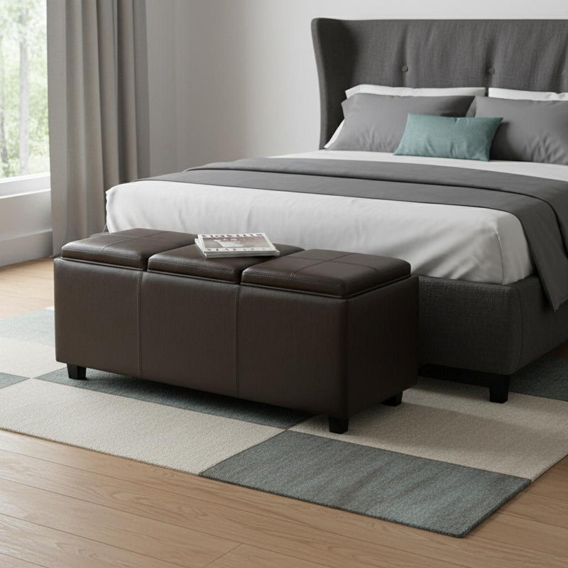 42" Upholstery Storage Ottoman - Dark Brown / Chocolate