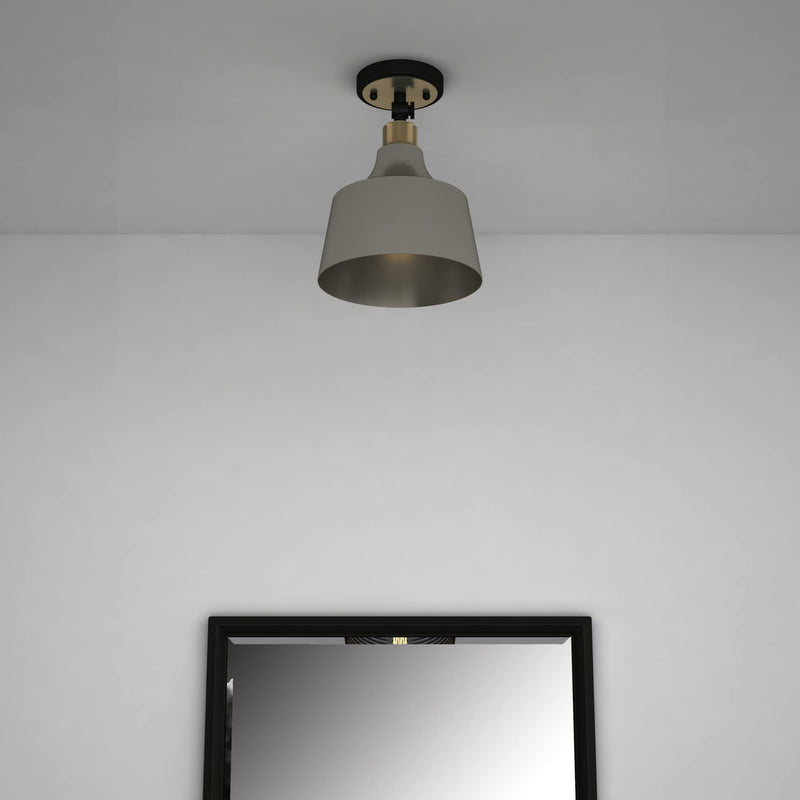 Shaded Metal Dimmable Flush Chandelier With Shades - Gray