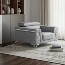 Load image into Gallery viewer, Top Grain Leather Club Chair - Light Blue And Silver
