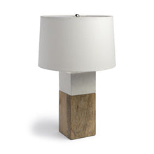 Load image into Gallery viewer, Block Table Or Desk Lamp - White Marble And Natural Wood
