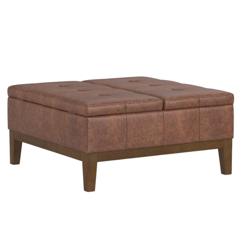 Modern Upholstery Storage Ottoman - Walnut / Brown