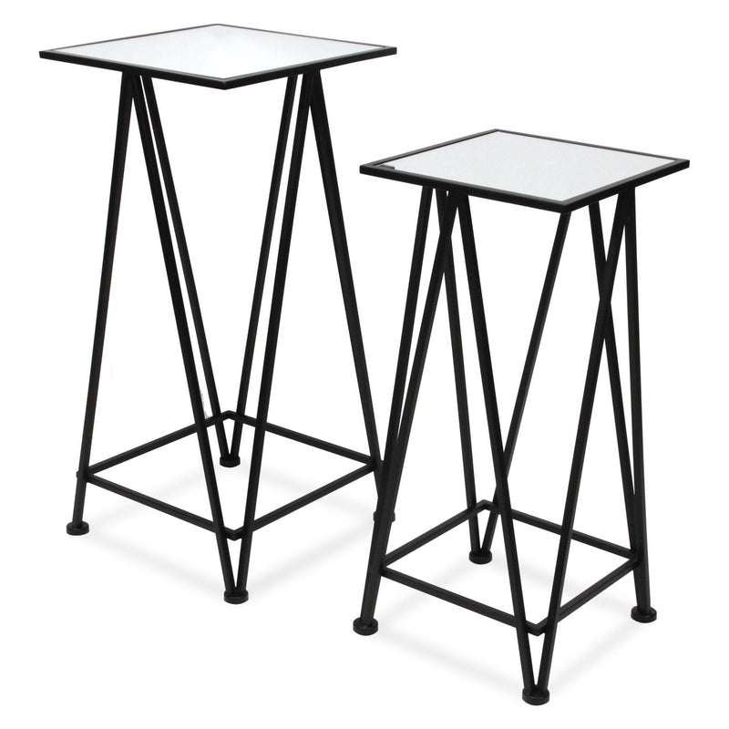 Mirrored Square Nested Tables (Set of 2) - Silver