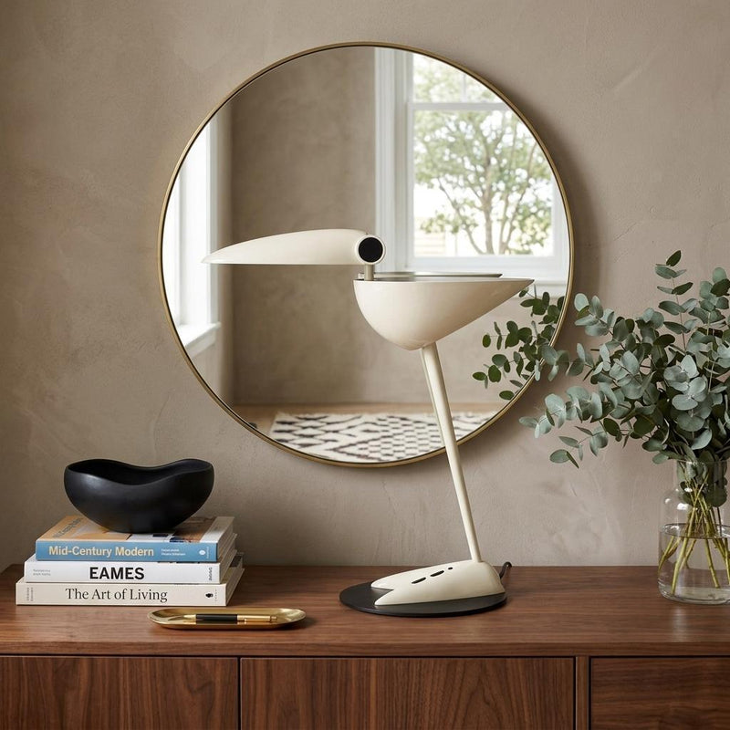 Two Light Swing Arm Bird Desk Lamp - White