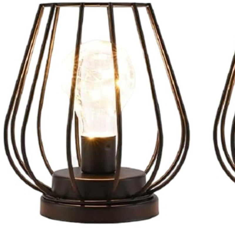 Geometric Cage Cordless Desk Lamps (Set of 2) - Black