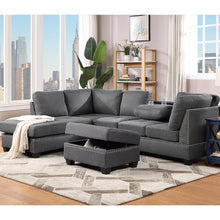 Load image into Gallery viewer, 104.5&quot; Reversible Sectional Sofa Space Saving with Storage Ottoman Rivet Ornament L-shape Couch for Small or Large Space Dorm Apartment,Gray(old SG000405AAA)
