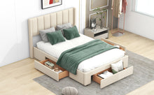 Load image into Gallery viewer, Full Size Upholstered Platform Bed with One Large Drawer in the Footboard and Drawer on Each Side,Beige
