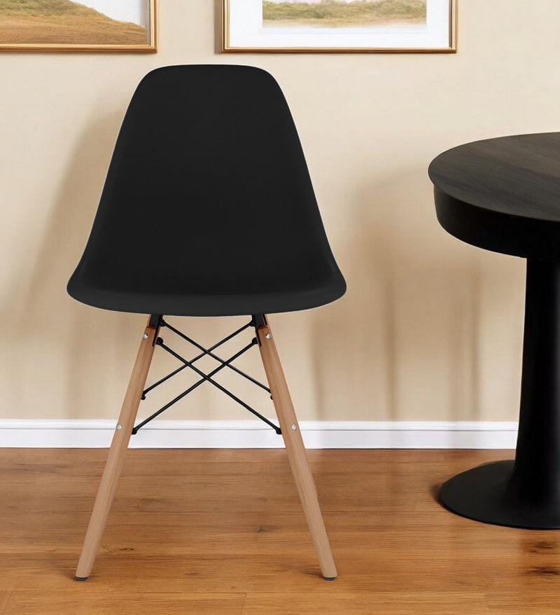 Heavy Duty Plastic Wood Dining Side Chair - Black